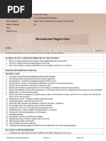 F&B Supervisor Job Description | PDF | Restaurants | Foodservice