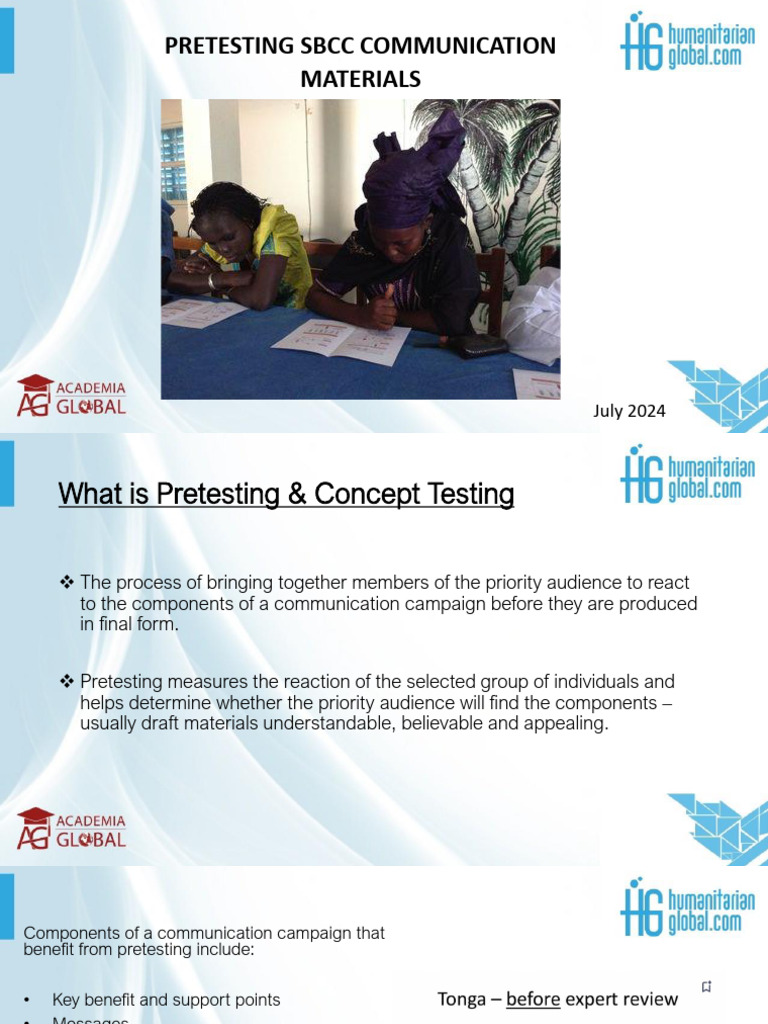 SBCC Webinar - Pretesting Materials - July 2024 | PDF | Communication ...
