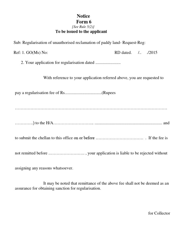 Paddy Land Regularisation Fee Notice | PDF | Finance & Money Management