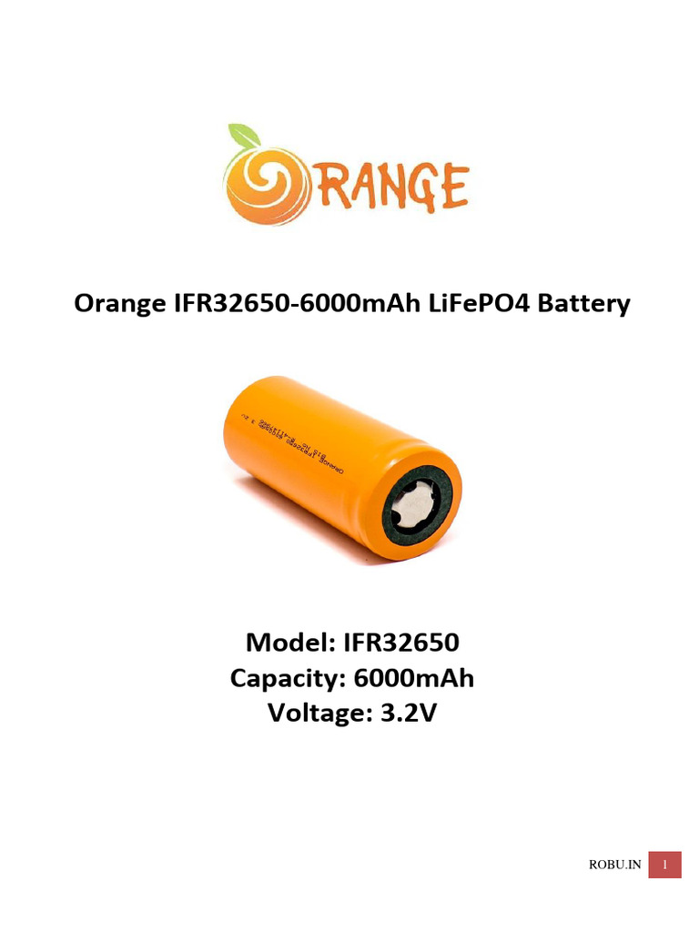 Orange IFR32650-6000mAh LiFePO4 Battery | PDF | Galvanic Cells ...