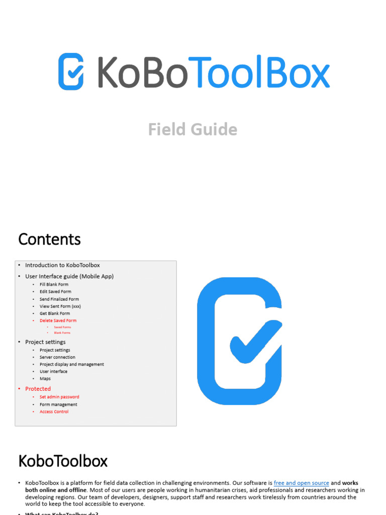 Kobo toolbox pdf online and offline computer file