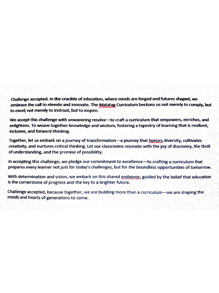 Acceptance of Challenges For Matatag Curriculum | PDF