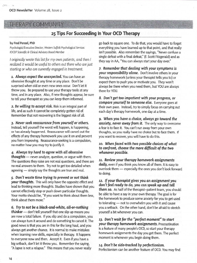 25 Tips To Succeed in OCD | PDF