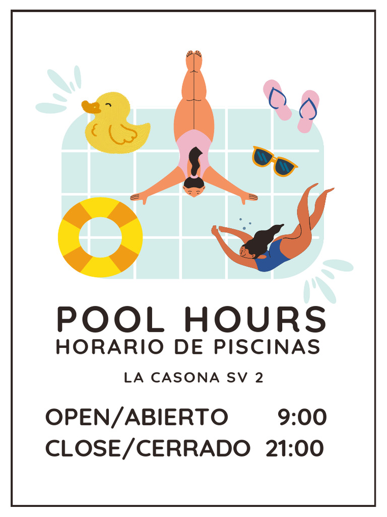 Horario y Normas de Uso Piscina La Casona SV | PDF | Hogar, jardinería ...