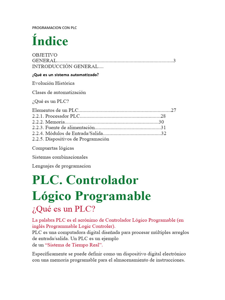 Programacion Con Plc Pdf Controlador Lógico Programable Lenguaje