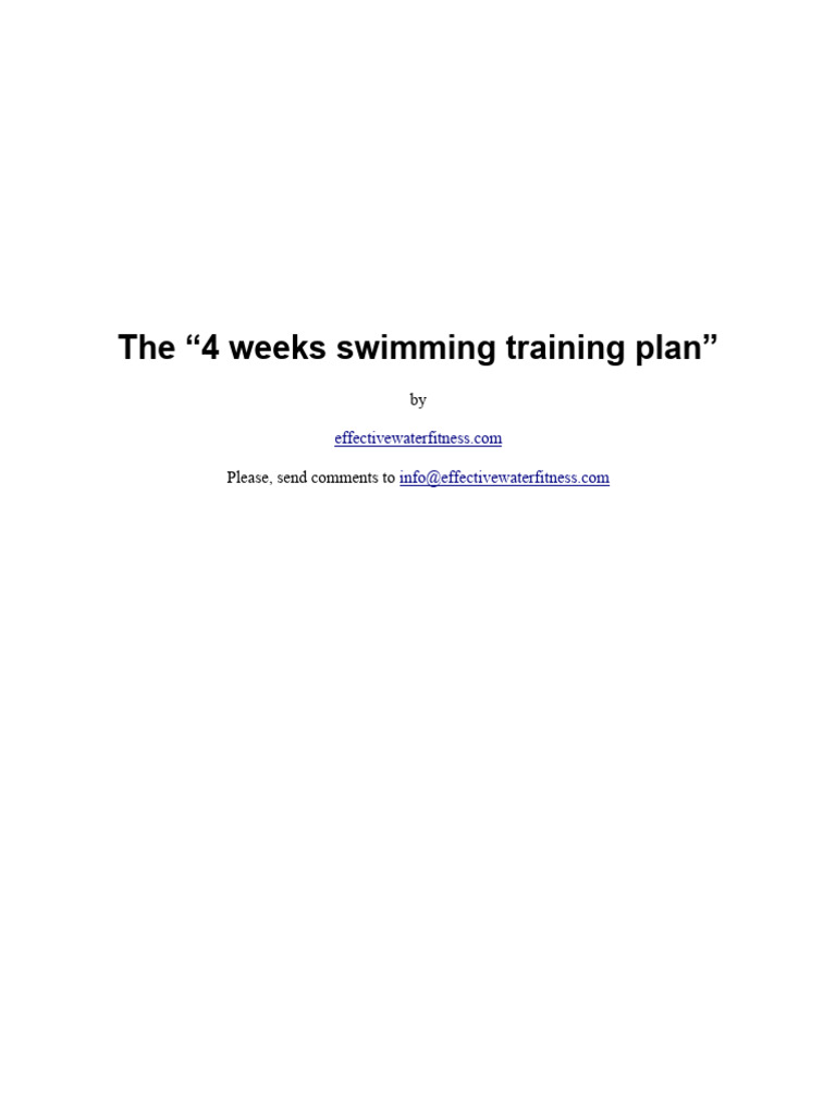 FREE SWIMMING TRAINING PLAN intelligence overview