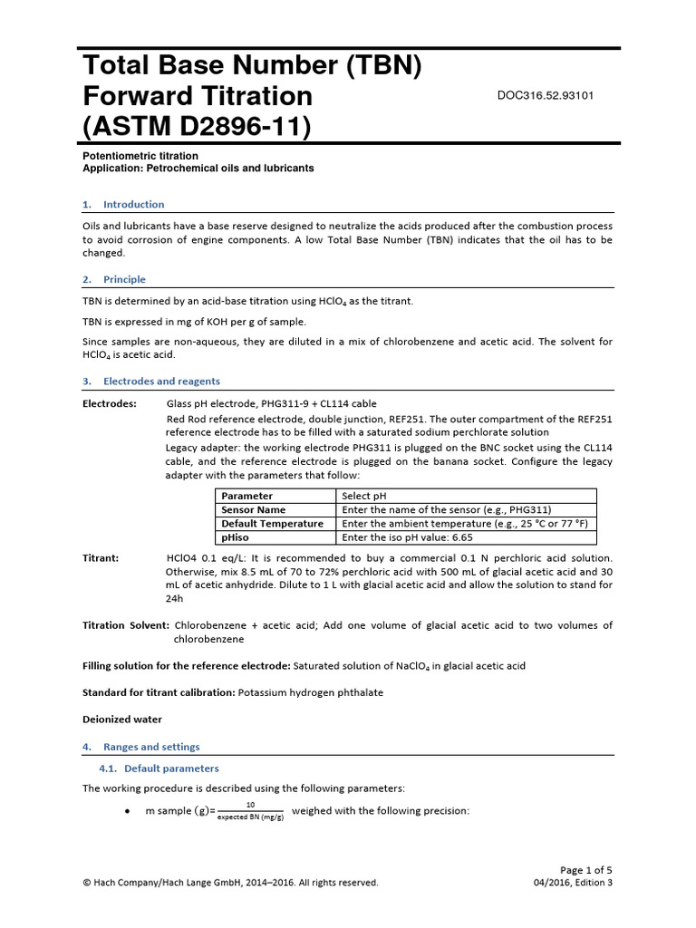 TBN Titration in Oils & Lubricants | PDF | Titration | Chemistry