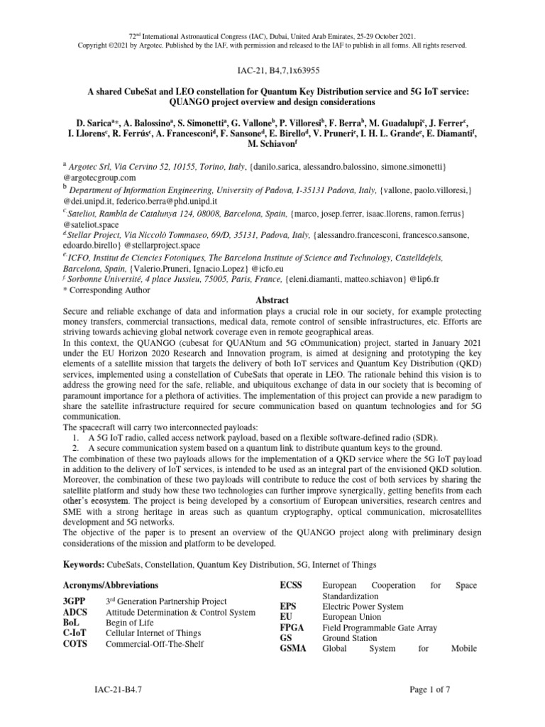 2021 - IAC2021-QUANGO-Paper | PDF | Internet Of Things | Computing