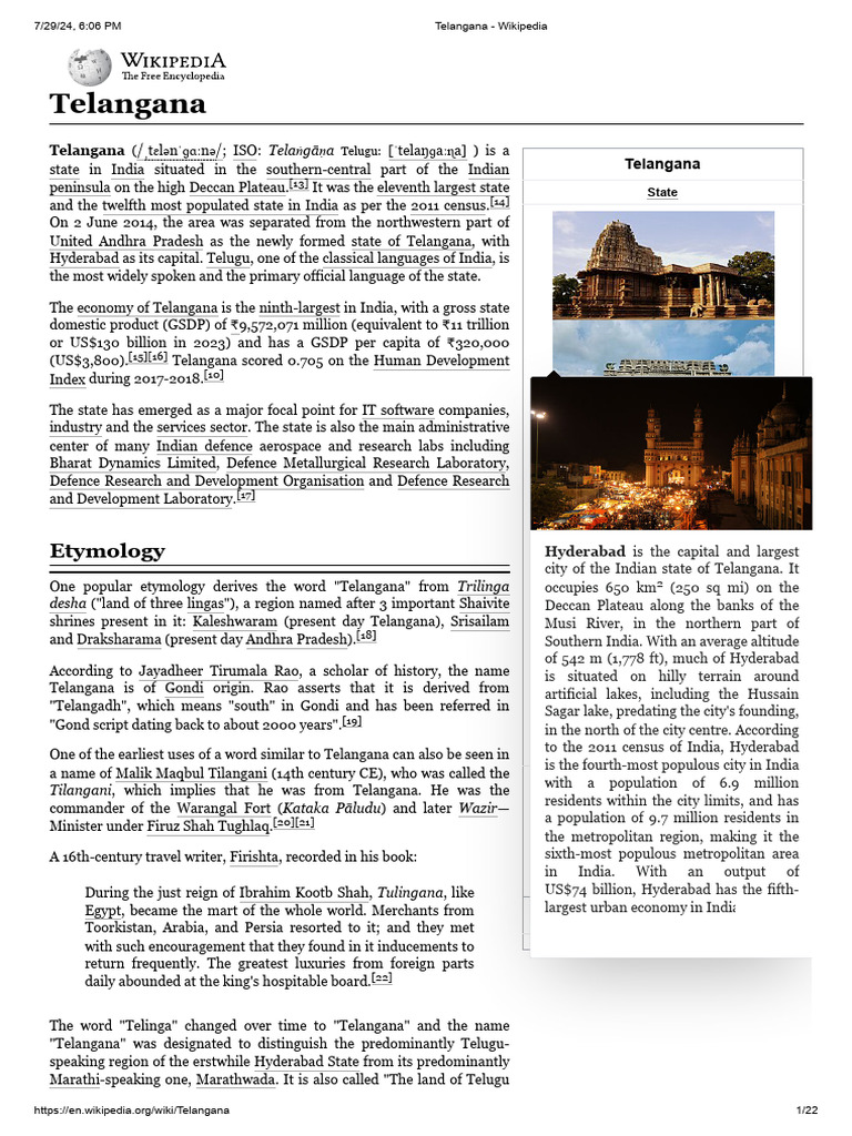 Telangana intelligence overview