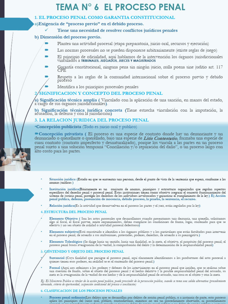 Tema No. 6 El Proceso Penal | PDF | Ley procesal | Debido al proceso