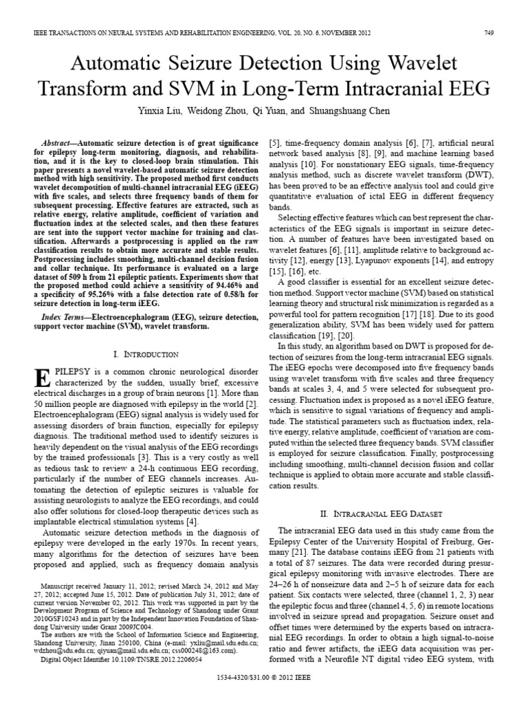 Automated Seizure Detection Using Wavelet Transform and Support Vector ...