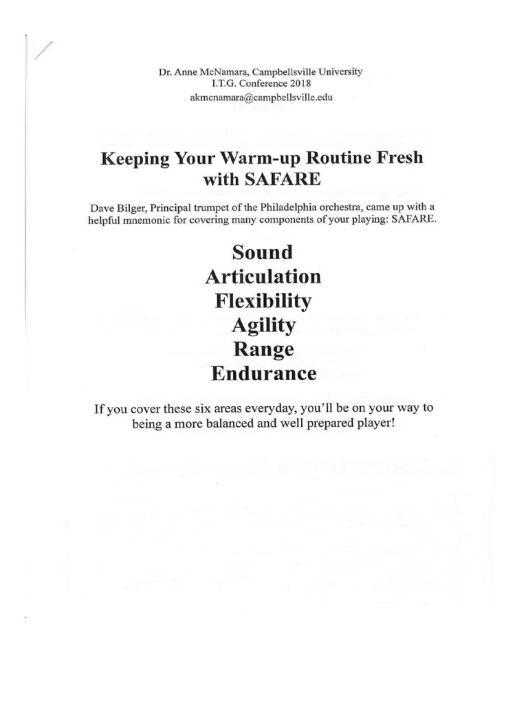 Keeping Your Warm-Up Routine Fresh With SAFARE | PDF