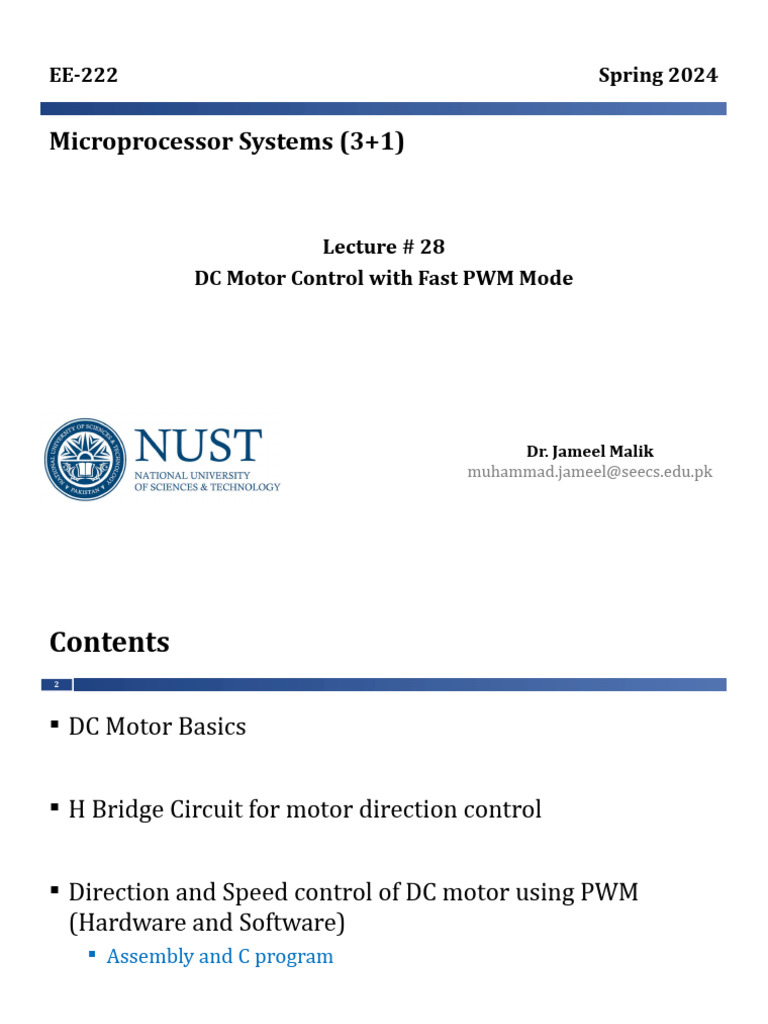 DC Motor Control with PWM Techniques | PDF | Computer Engineering ...