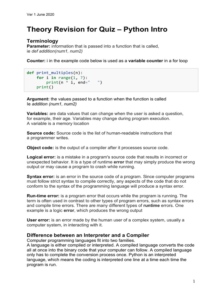 Python Quiz Theory Revision Guide | PDF | Control Flow | Programming