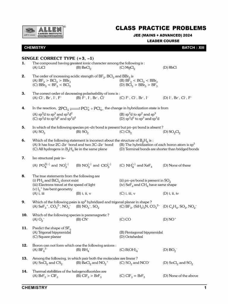 Chemical Bonding Paper Pdf