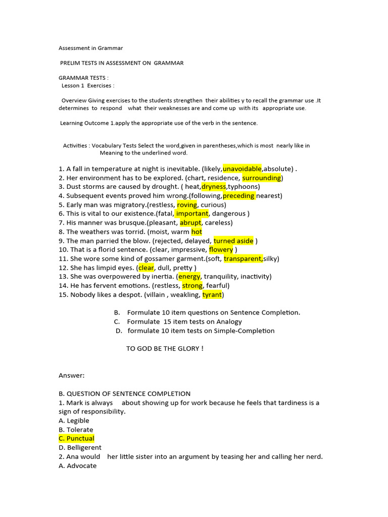 ,macion. MODULE-2-Assessment-in-Grammar | PDF