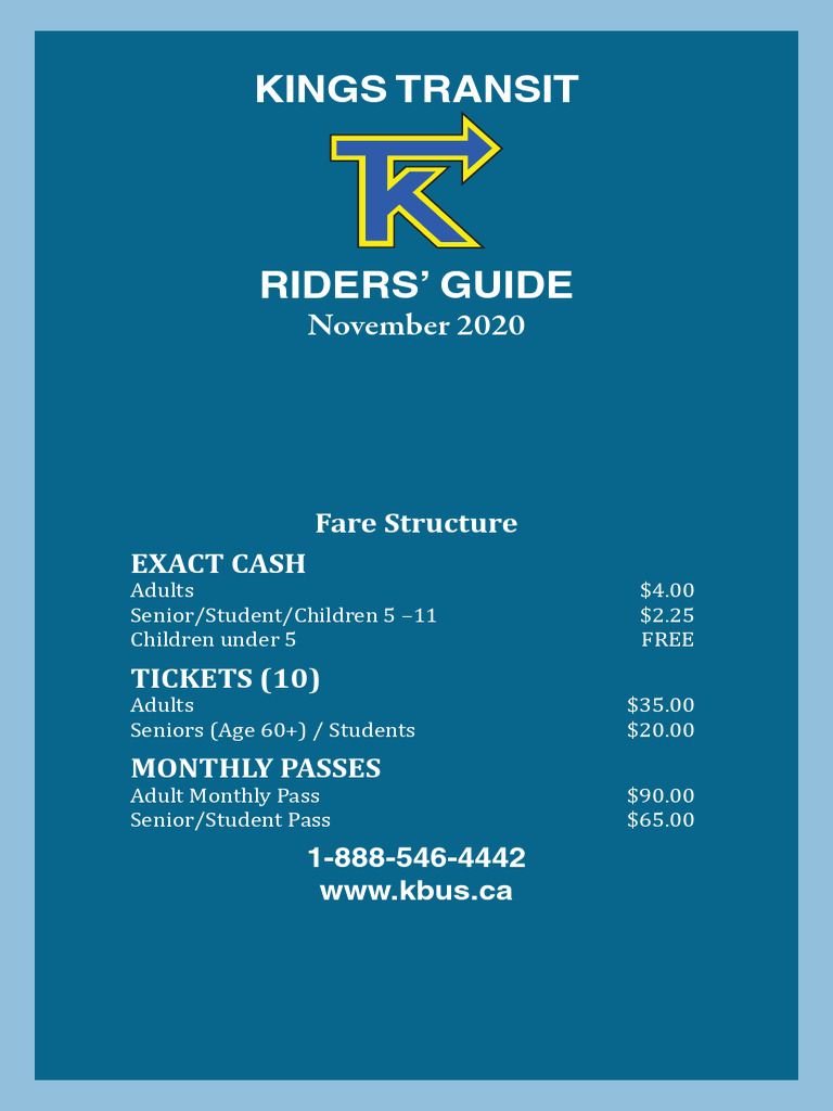Kings Transit Fare and Schedule Guide | PDF | Bus Transport | Transport
