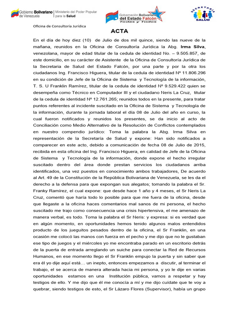 Acta Informatica | PDF | Documento de identidad | Gobierno