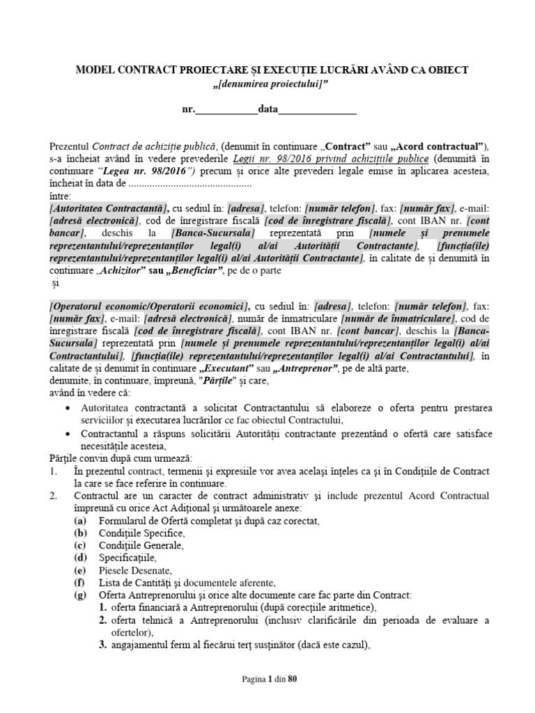 Model Contract - Pantelimon | PDF