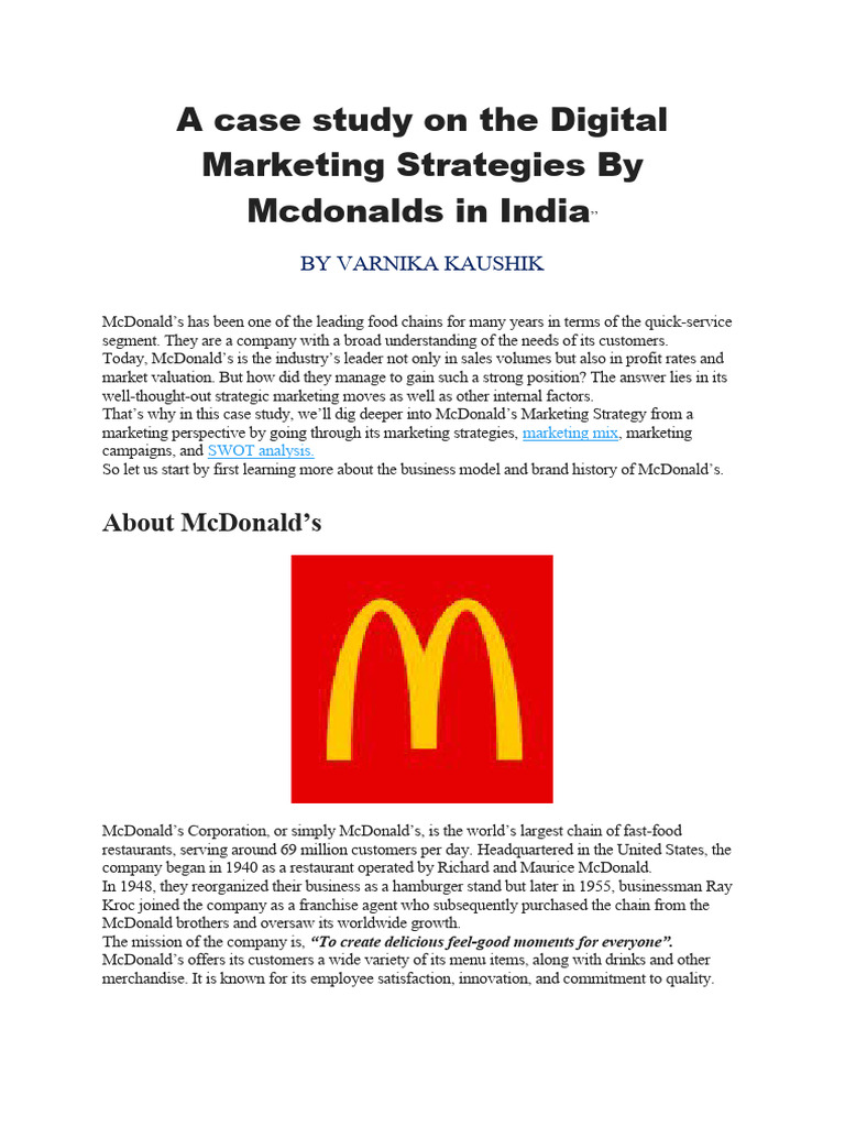 Mac Downald Case Study Pdf Cost Of Living Mc Donald S