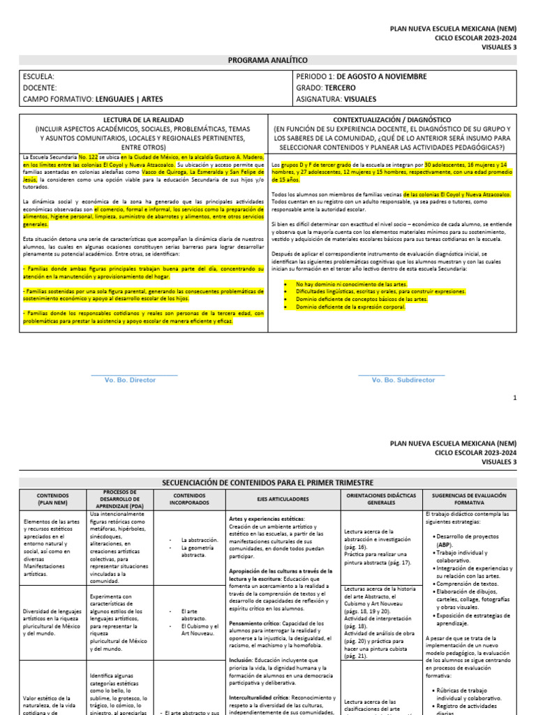 AP VIS 3 P1 PROGRAMA ANALITICO 23-24 Ok | PDF | Arte abstracto ...