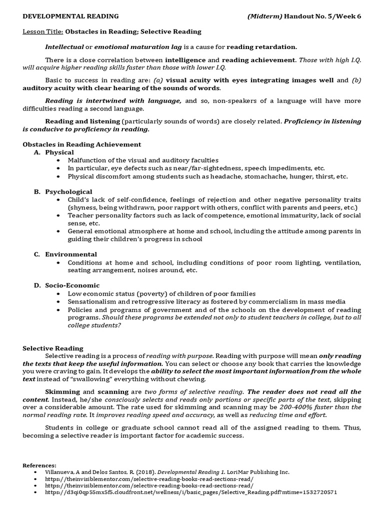 HO5. Week 6 | PDF | Speed Reading | Cognition