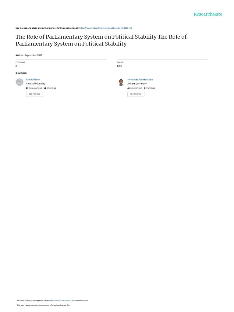Parliamentary System and Political Stability | PDF | Cabinet ...