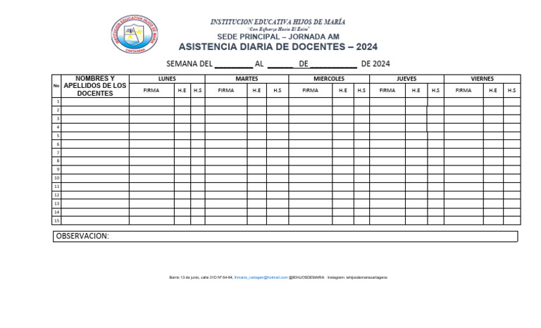 Asistencia Docente Semana 2024 Pdf
