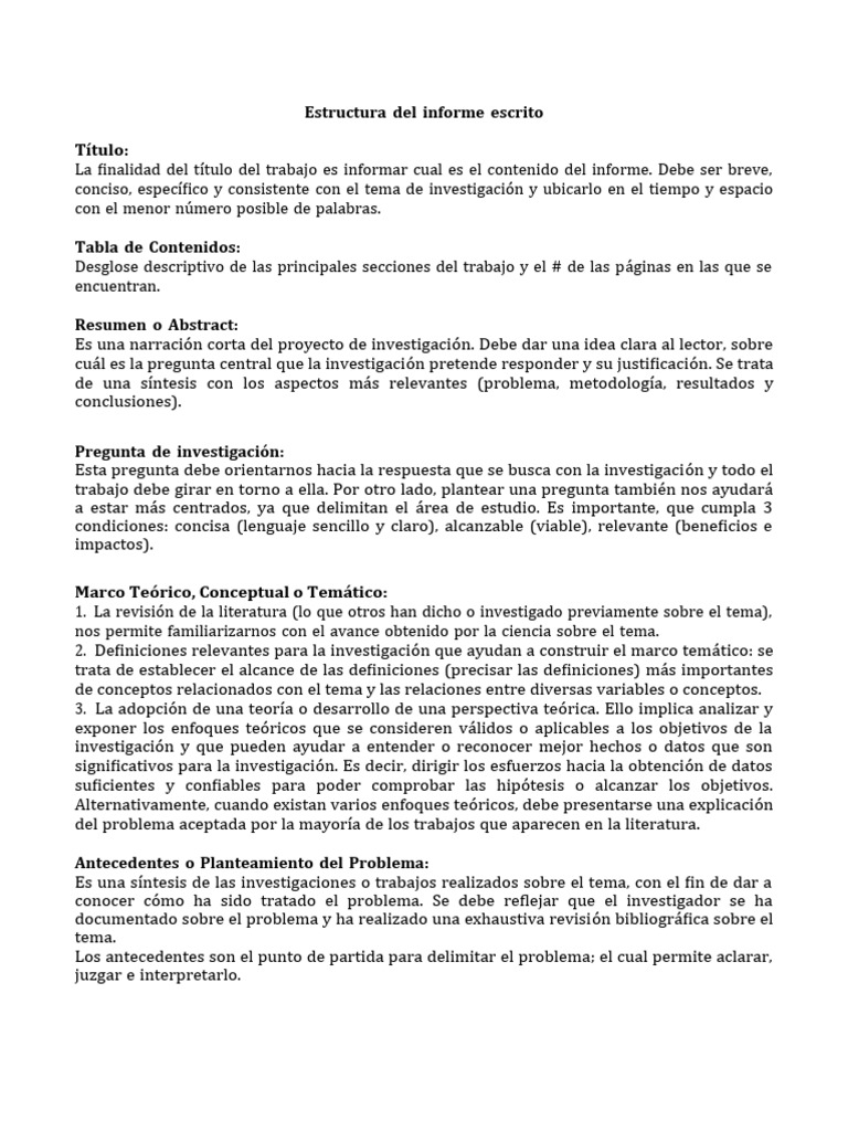 Estructura Del Informe Escrito 2024 | PDF | Caso de estudio | Science