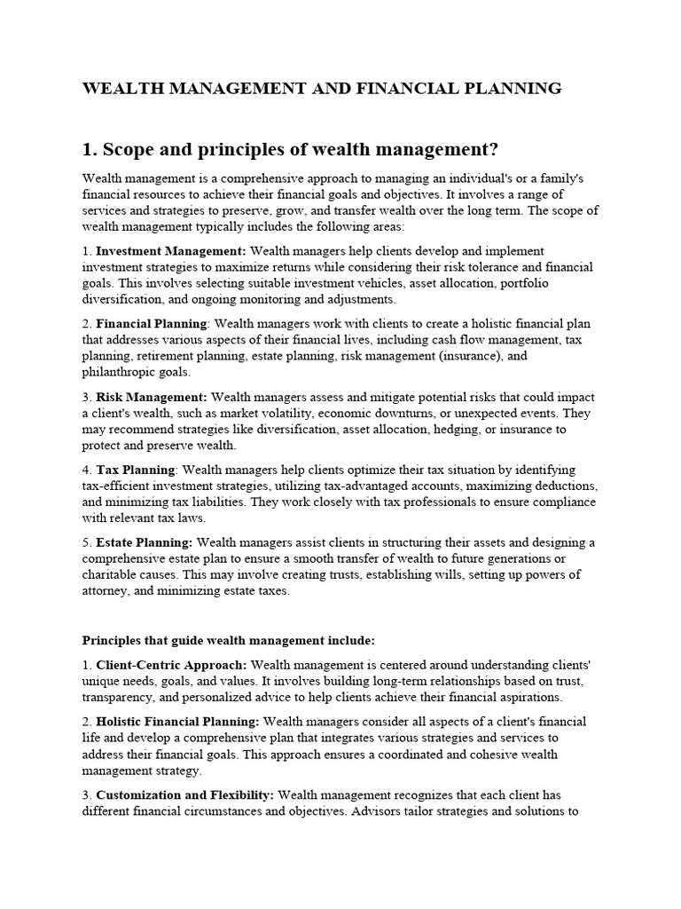 Wealth Management Strategies Explained | PDF | Deed Of Trust (Real ...