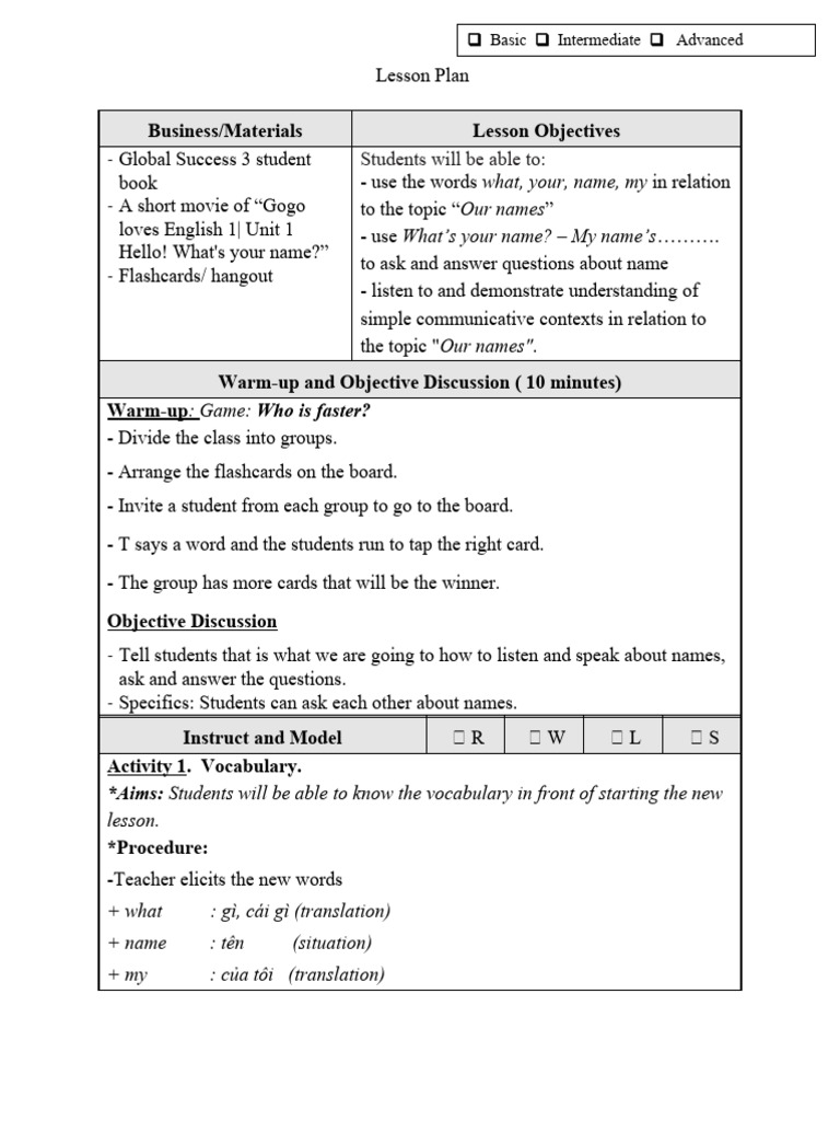 Lesson Plan For Listening Pdf Cognition Learning