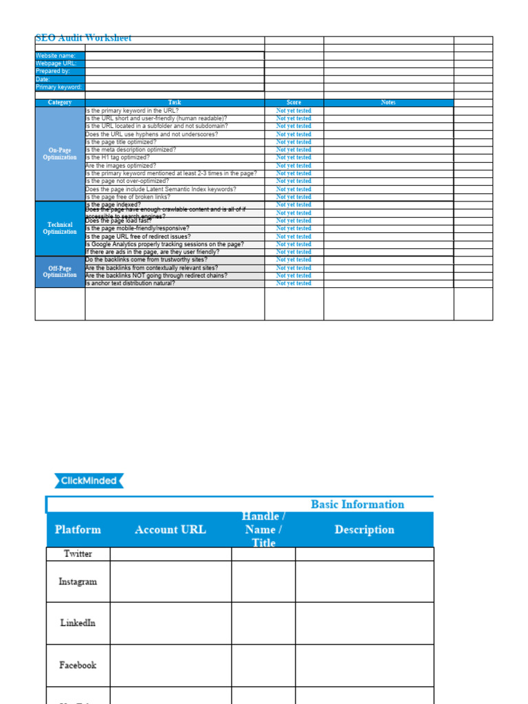 Digital Marketing Audit Template | PDF | Search Engine Optimization ...