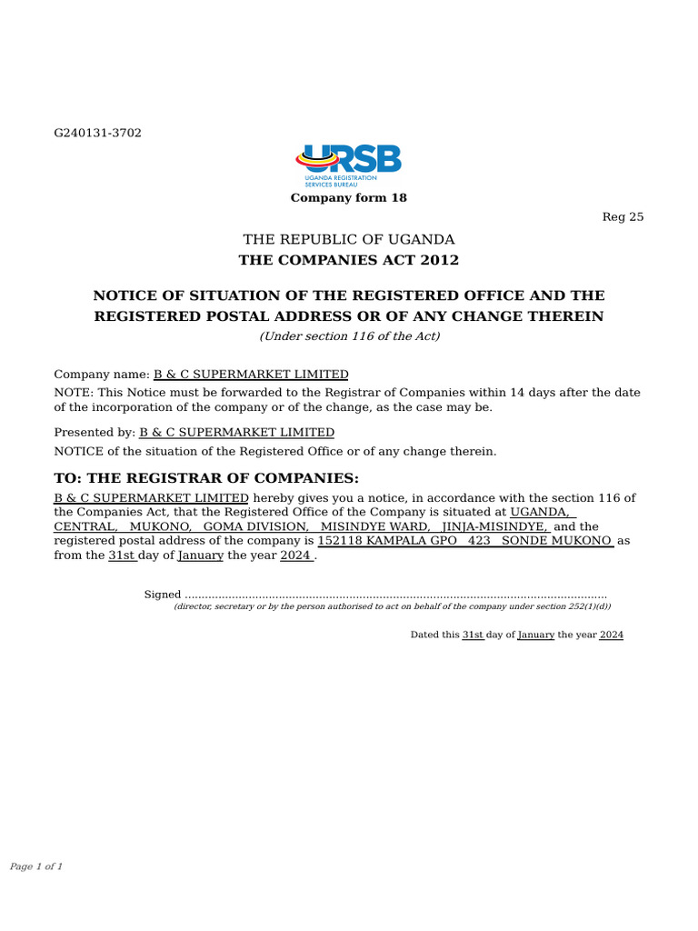 Form 18 pdf