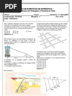 Mat Exercicios Gabarito Semelhança de Triângulos e Teorema de Tales