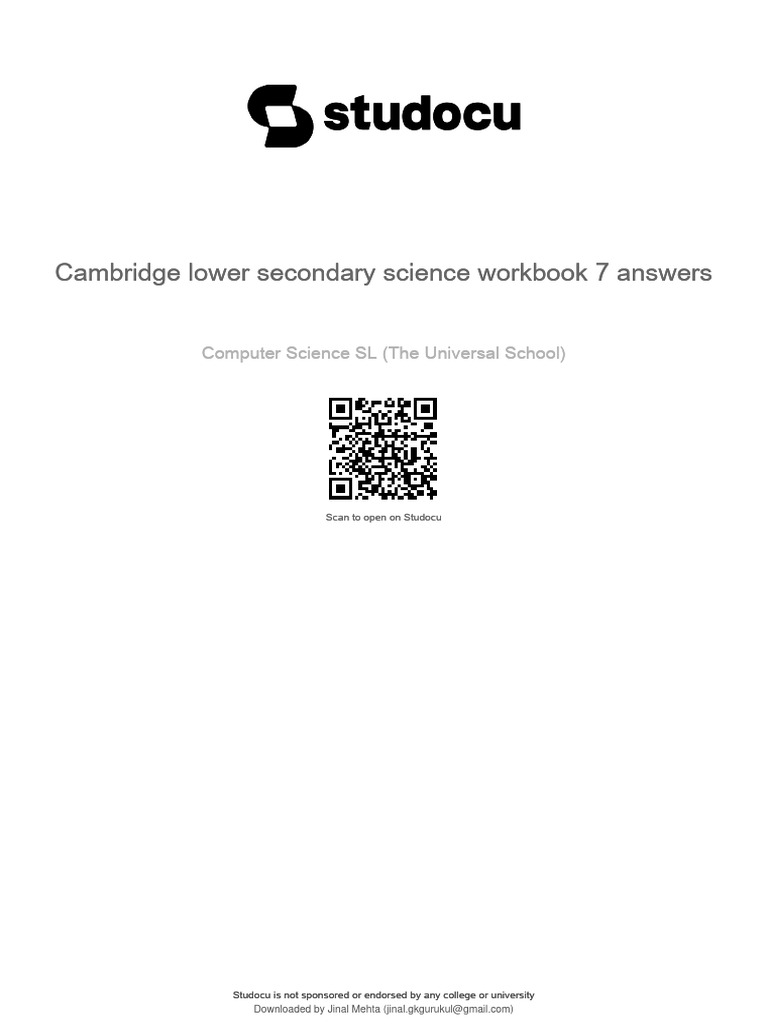 Cambridge Lower Secondary Science Workbook 7 Answers | PDF | Chlorine ...