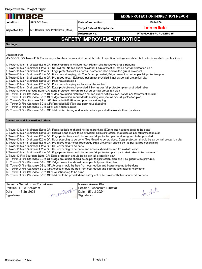 SHS Pta Mace SPCPL Dir 085 | PDF | Safety