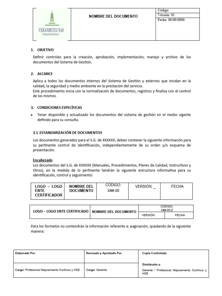 PGM-01 - 9 Procedimiento Control de Documentos y Registros | PDF ...