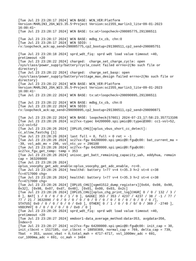 WCN Base Log Analysis - Marlin3 Platform | PDF | Operating System ...