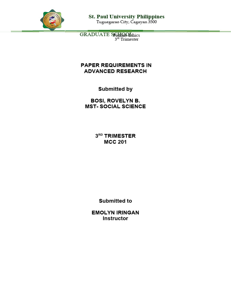 Final Requirements - Advance Research | PDF | Learning | Educational ...