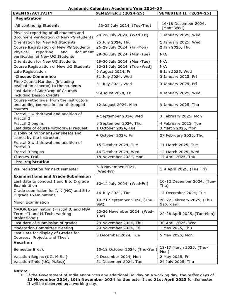 Academic Calendar 2024-25 Overview | PDF | Academic Term | Academia