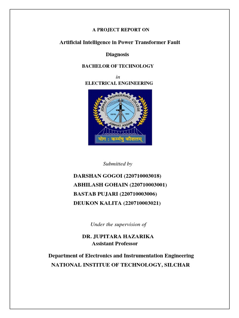 Artificial Intelligence in Power Transformer Fault Diagnosis Report ...