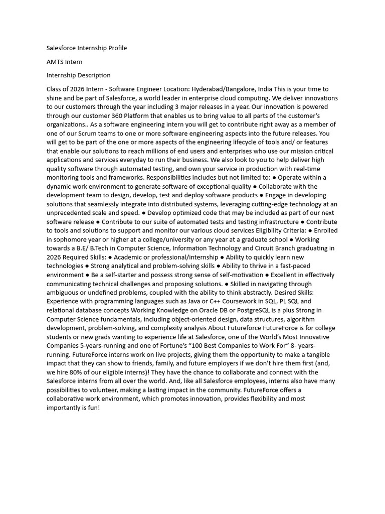 Salesforce JD | PDF | Cloud Computing | Software