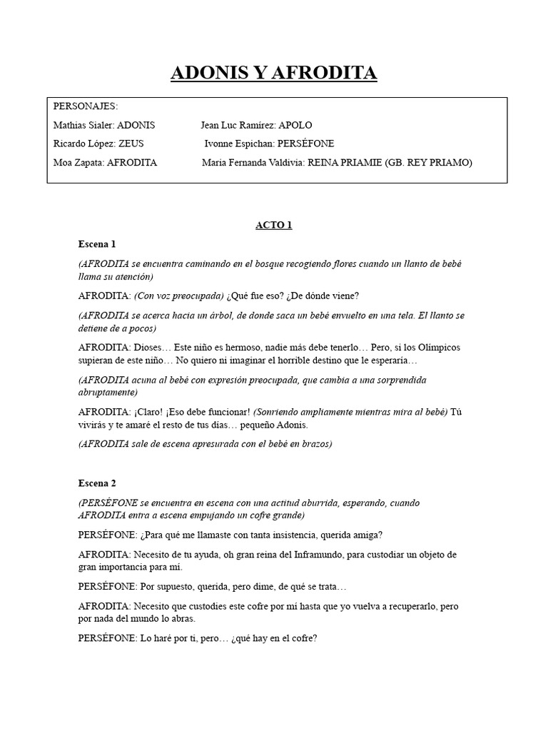 Adonis y Afrodita | PDF | Afrodita | Perséfone