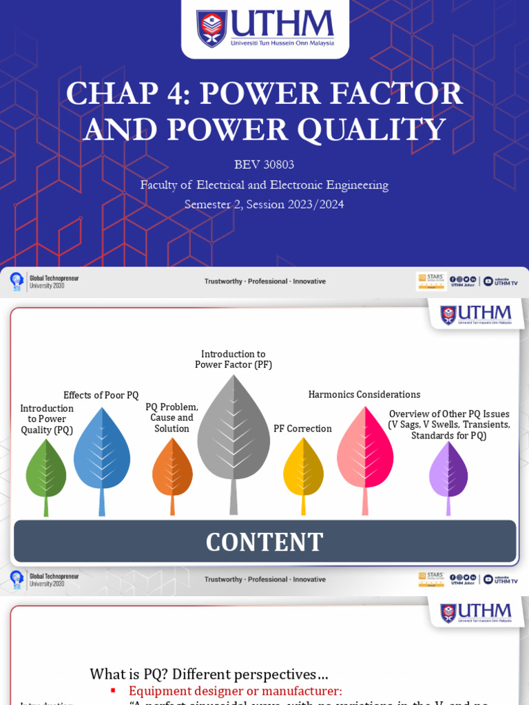 Power Factor and Quality Overview | PDF | Electromagnetism | Physical ...