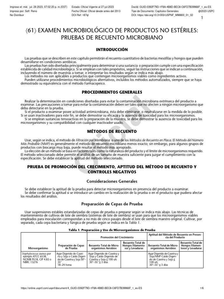 Recuento Microbiano en Productos No Estériles | PDF