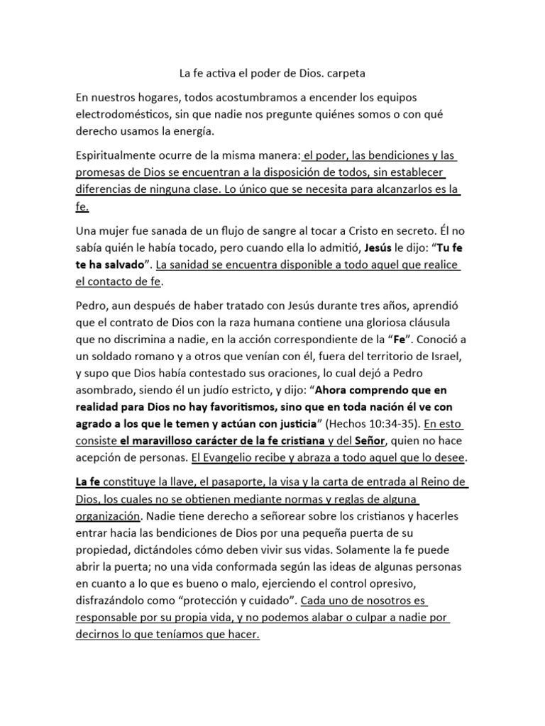 La fe activa el poder divino | PDF | Cristo (título) | Dios