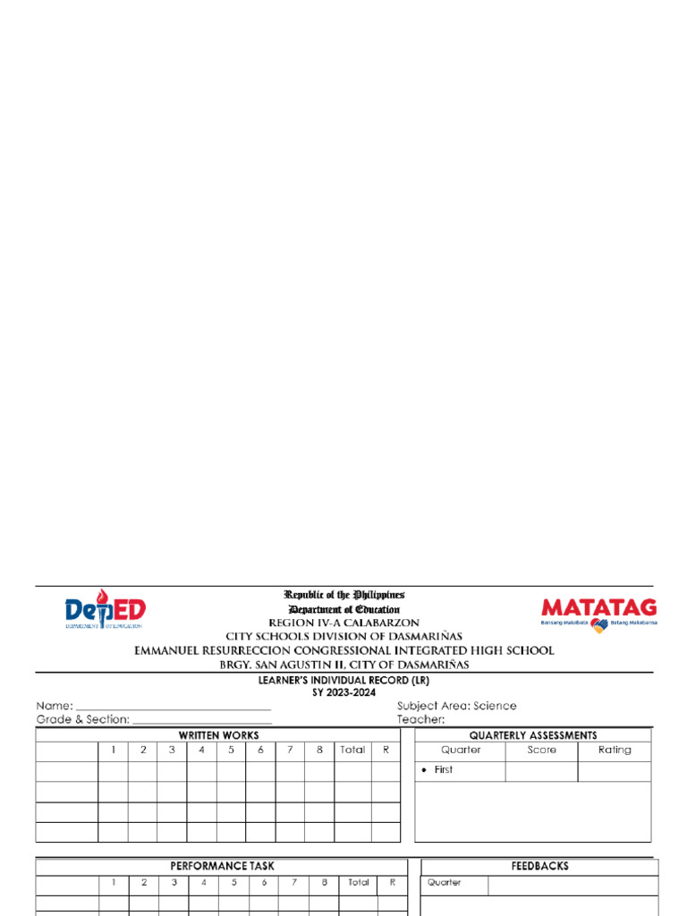 Individual Learners Record | PDF