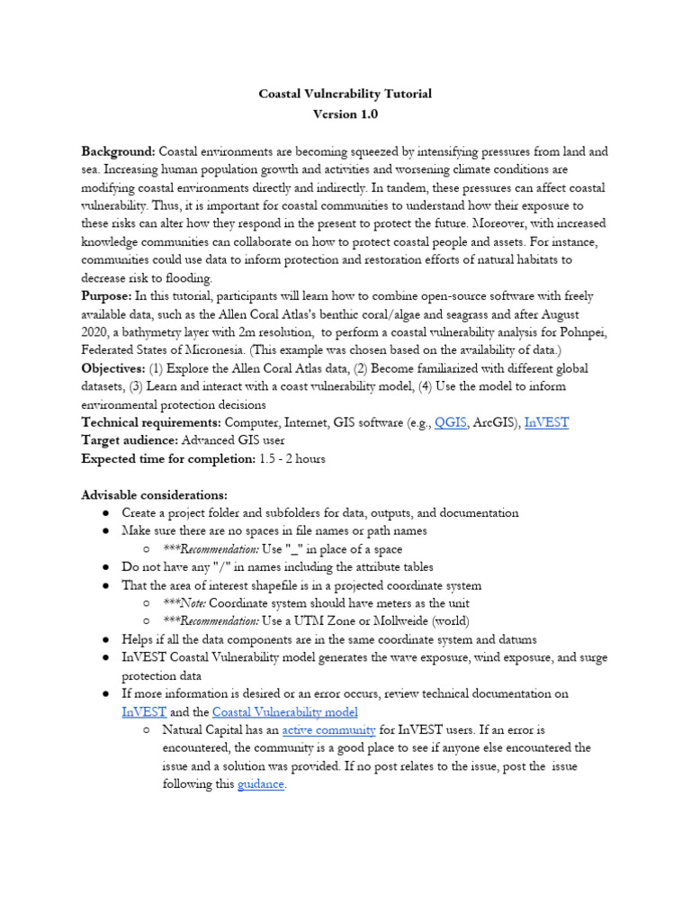 Coastal Vulnerability Analysis Tutorial | PDF | Coast | Geographic ...