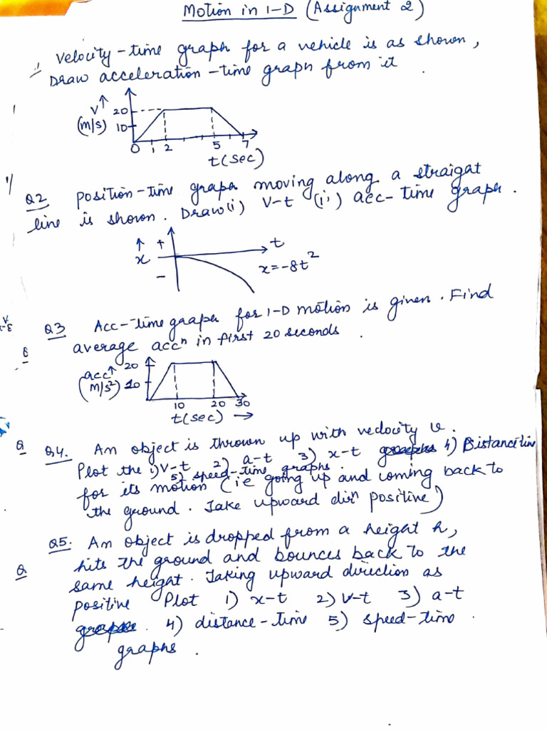 Motion in 1D Graphs | PDF