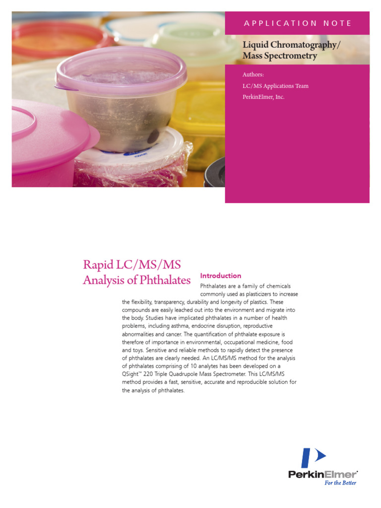 APP Rapid LCMSMS Analysis of Phthalates 012766A 01 | PDF | Liquid ...